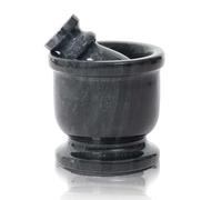 Radicaln Juego de mortero de mármol negro de 2.5 pulgadas, molinillo de especias hecho a mano para cocina, molinillo de hierbas y trituradora de ajo para accesorios de cocina
