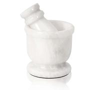 Radicaln Juego de mortero y maja de mármol blanco de 6,3 cm hecho a mano para especias, molinillo de hierbas y triturador de ajos para la cocina