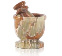 Radicaln Juego de mortero y mortero Molinillo para especias y semillas, trituradora de píldoras y accesorios de cocina de mármol para especias indias y condimentos (Green Onyx)