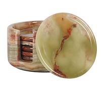 RADICALn Juego de Posavasos Hechos a Mano, de ónice de mármol, 9 cm, Verde, Redondos, para Taza de café Caliente, Juego de Posavasos de Oficina, Organizador de Cocina