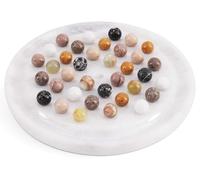 Radicaln Juego de Solitario de Mármol 25,4 cm, Tablero de Solitario Blanco Hecho a Mano con Canicas, Juego de Mesa Clásico y Rompecabezas para Adultos, Decoración Hogar Moderna