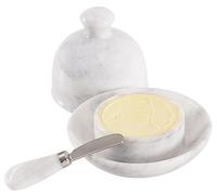 Radicaln Mantequera de mármol con tapa de 6 pulgadas, recipiente de almacenamiento de mantequilla hecho a mano, ideal para mostrador con agua