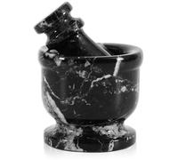 Radicaln Mortero de mármol y mortero de cebra negra, molinillo de especias hecho a mano de 2.5 pulgadas, juego de cuenco pequeño de trituradora de ajo, mortero y mortero de mano para juego de cocina