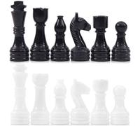 Radicaln Piezas de ajedrez de mármol en blanco y negro, figuras de rey de 3.5 pulgadas, figuras de ajedrez hechas a mano para juego de ajedrez, 32 piezas de ajedrez, juegos de mesa para adultos, juego
