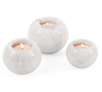 Radicaln Portavelas de mármol de 4 pulgadas, color blanco, hecho a mano, para decoración del hogar, juego ideal de 3 soportes cónicos de mármol pequeños para centros de mesa, portavelas votivos
