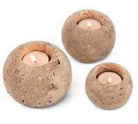 Radicaln Portavelas de mármol de 4 pulgadas, travertino, hecho a mano, decorativo, para decoración del hogar, elegante juego de 3 mini portavelas y soporte cónico de mármol para inauguración de la