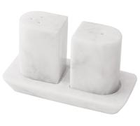 Radicaln Saleros y pimenteros de mármol de 2.5 pulgadas, color blanco, hechos a mano, juego de especias para encimera de cocina, soporte de sal rosa, decoración de mesa de cocina de granja, artículos