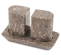 Radicaln Saleros y pimenteros de mármol de 2.5 pulgadas, hechos a mano, juego de especias para mesa de cocina, soporte de sal rosa, decoración de cocina de granja, artículos esenciales elegantes para