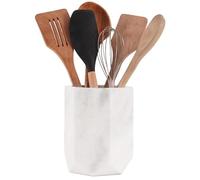 Radicaln Soporte para utensilios de mármol de 6.5 pulgadas, color blanco, hecho a mano, para artículos esenciales de cocina, encimera de cocina y accesorios de cocina, soporte para utensilios de