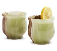 Radicaln Vasos de chupito de mármol de 5,1 cm, ónix verde vaso de whisky hecho a mano para bebidas, vodka y tequila, juego de 2 vasos ideales para decoración de bar y hogar