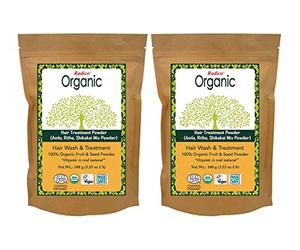 Radico Pack de 2 unidades (2 x 100 g) Amla, Ritha, Shikakai (bio, vegano), cuidado de limpieza y peinado.