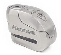 RADIKAL RK14S Candado Moto Disco Premium Alarma 120dB ON/OFF Activación Opcional, Warning LED, Homologado SRA, Doble Cierre 14mm Acero Inoxidable, Cerradura Alta Seguridad Pinza Antirrobo Moto Scooter