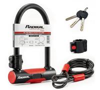 RADIKAL RK470 Candado Bicicleta en U con Cable 120cm, Antirrobo Bicicleta Acero Endurecido + Soporte, U Lock Bici Seguridad Urbana Resistente y Portátil, Candado Patinete Eléctrico, Scooter, 3 Llaves