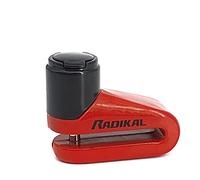 RADIKAL RK505R Candado Moto Disco, Más Compacto, Ligero y Portátil, Color Rojo Más Disuasorio,Cierre de Acero ø5,5mm, Antirrobo Bloqueo Pinza Disco Freno Moto, Bicicleta, Patinete Electrico