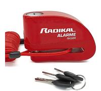 RADIKAL RK66R Candado Moto con Alarma 110dB, Antirrobo Moto Disco 3 Llaves (otros 2) Más Seguro y Disuasorio, Cerradura Seguridad, Accesorios Cable Pilas Bolsa, Cepo Pinza Freno Bloqueo 6mm Universal