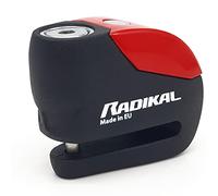 RADIKAL RK9 Candado Moto Disco Alarma 120db Botón ON, Más Visible, Warning Avisador, 100% Metal Impermeable, Pila Litio, Antirrobo Pinza Freno Universal para Motos Scooter Bicicleta Electrica Patinete