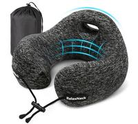 Radikor Almohada de Viaje, Cojin Cuello Viaje de Espuma Memoria, Mango Elevado Almohada Cervical para Oficina Avión Tren Coche Viajando, Travel Neck Pillow Almohada Avion con Bolsa de Almacenamiento