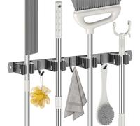 Radikor Colgador Escobas y Fregonas, Soporte Escobas Pared Adhesivo, Sujeta Escobas Pared Atornillable, Negros