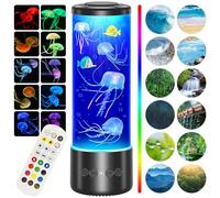 Radikor Lampara Medusa con 12 Ruidos Blancos, Jellyfish Lamp con 10 Colores y Telemando, Lámpara Medusa Acuario para Niños Adultos, Lampara Medusa Movimiento para Relajación, Decoración del Hogar