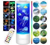 Radikor Lampara Medusa con 12 Ruidos Blancos, Jellyfish Lamp con 10 Colores y Telemando, Lámpara Medusa Acuario para Niños Adultos, Lampara Medusa Movimiento Relajación, Decoración del Hogar, Blanco