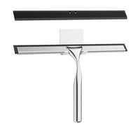 Radikor Rasqueta limpiacristales para Ducha, 25.5cm Escobilla de Ducha de Acero Inoxidable, para Ducha, Baño, Azulejos, Espejos, Ventanas, con 1 Gancho y 1 Hoja de Silicona de Repuesto - Plateado