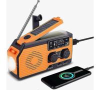 Radio alimentada por energía solar, radio portátil recargable e impermeable con dinamo de 5000 mAh, linterna, luz de lectura, alarma SO