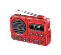 Radio AM/FM inalámbrica portátil, con altavoz de 5 W y carga tipo C, batería recargable de 1200 mAh, para viajes en casa, al aire libre (rojo)