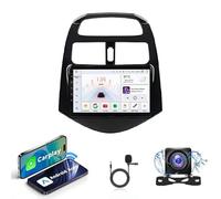 Radio Android 15 Compatible con Chevrolet Spark Beat 2010-2014 | Navegador GPS | Compatible Auto CarPlay Inalámbrico | Pantalla Táctil HD 1280x720 | 4G y WiFi | Cámara Marcha Atrás Regalo