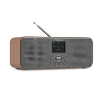 Audizio Bucine - Radio Dab+ FM Internet con Bluetooth, WiFi, 40W, Auto scan, Pantalla LCD, Altavoz Radio Bluetooth con Entrada AUX y Salida Auriculares para casa y Oficina, Color Madera Oscura y Gris