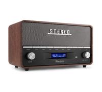 Audizio Corno Radio Digital Dab+ FM Vintage con Bluetooth, Despertador, batería, 20 presintonías, Pantalla LCD, Entrada AUX, Ideal para Cocina, Dormitorio o Uso portátil Gris