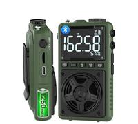 Radio Bluetooth AM FM de onda corta con alerta meteorológica NOAA, radio de bolsillo portátil recargable de 1250 mAh con la mejor recepción, altavoz grande de 5 W, sintonizador digital y auriculares,