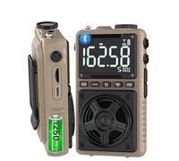 Radio Bluetooth AM FM de onda corta con alerta meteorológica NOAA, radio de bolsillo portátil recargable de 1250 mAh con la mejor recepción, altavoz grande de 5 W, sintonizador digital y auriculares