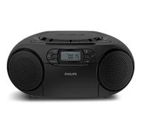 Philips TAZ2200 Reproductor CD portátil y de Casete, Radio FM, Bluetooth 6.0, Reproducción USB, Entrada Audio, Graves dinámicos, Altavoces estéreo de 6W, Corriente/batería, Asa de Transporte - Plata