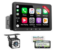 Radio Coche 1 DIN con Carplay y Android Auto Inalámbrico - Pantalla Táctil de 7 Pulgadas, Reproductor de Estéreo Bluetooth Soporte Mirror Link para iOS/Android con Cámara de Respaldo
