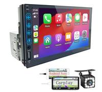 Radio Coche 1 DIN con CarPlay y Android Auto - Pantalla Táctil de 7 Pulgadas, Autoradio con Bluetooth y Soporte Mirror Link para iOS/Android con Cámara de Respaldo