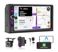 Radio Coche 2 DIN con Wired CarPlay&Android Auto,7" HD Carplay Coche con Pantalla táctil,Autoradio con Bluetooth,Mirror Link,FM,AUX,Cámara de Respaldo,Navegación GPS,Control por Voz,Type-C,USB,SWC