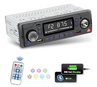 Radio Coche Bluetooth 1 DIN Car Stereo - Receptor de Audio de Coche con Radio FM App Localización Apagado Memoria Asistente de Voz AUX TF USB Entrada de Disco + Mando a Distancia