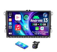 Radio Coche para VW Golf 5 6 Polo Seat Skoda Caddy Touran Passat B6 con 2Din con Carplay Android Auto, Radio Android 9 Pulgadas con Pantalla, Bluetooth, WiFi, GPS + Cámara Trasera y Micrófono, 2+32G