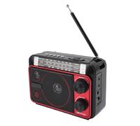Radio con Pilas, Radio Portátil Am FM SW Radio Multibanda, Radio Puntero Multifunción Sintonizable con Antena Telescópica para Niños Mayores (Negro Rojo)