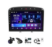 Radio con Touch screen Android 15 para Peugeot 408 2010-2016 Bluetooth pantalla táctil Autoradio de 9 pulgadas Carplay navegación controles en el volante cámara de marcha atrás(B,W200 4+64 GB)