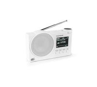 Radio Dab+, FM, 60 estaciones preestablecidas posibles, recargable o de corriente, despertador, altavoz Bluetooth Thomson RT400DABBT, cable de carga USB-C (Blanco)