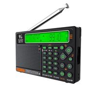 Radio de banda mundial AM/FM/SW de 2500 mAh, radio de onda corta de onda larga con pantalla LCD, compatible con tarjeta BT TF linterna para el hogar al aire libre
