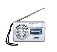 Radio de Bolsillo Retro AM FM - , a Pilas, con Transistor y Chip DSP, Altavoz Potente y Conector para Auriculares, Diseño Duradero, Plateado