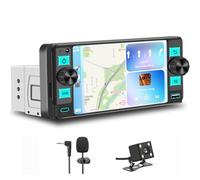 Radio de Coche 1 DIN Bluetooth con CarPlay y Android Auto, Radio Coche con Pantalla táctil de 5 Pulgadas, Reproductor, Mirror Link/RDS FM Radio/USB/Type-C/Micrófono/Cámara de Marcha atrás