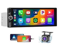 Radio de Coche 1 DIN con Carplay y Android Auto - Pantalla 1 DIN Táctil 6.86 Pulgadas Autoradio, Pantalla Coche Soporte Mirror Link para iOS/Android con Cámara de Respaldo