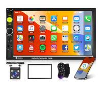 Radio de Coche 2 DIN Bluetooth Manos Libres iOS/Android Mirror Link 7 Pulgadas Radio de Coche Doble DIN con Bluetooth FM/USB/AUX/TF Control del Volante con Cámara de Visión Trasera Mandos a Distancia
