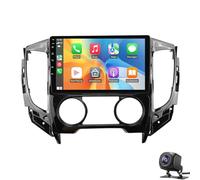 Radio de Coche Android 14 de 9" para Mitsubishi L200 Doble DIN GPS navegación satelital CarPlay Android Auto MirrorLink BT DSP USB SWC Compatible con OBDII Dab+ cámara de reversa (tamaño: 2015-2019