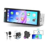 Radio de Coche Bluetooth 1-DIN con CarPlay y Android Auto, con Reproductor de Pantalla táctil de 6,9 Pulgadas, Mirror Link/RDS Radio FM/USB/Tipo-C/Micrófono/Cámara de Marcha atrás/Mando a Distancia.
