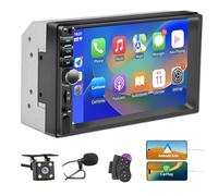 Radio de Coche Bluetooth 2 DIN con Carplay y Android Auto, 7 Pulgadas con Pantalla táctil 1080P Car Stereo soporta Manos Libres/FM/Mirror Link/Wheel Control/USB Port/AUX/EQ/TF/WMA (sin cámara trasera)