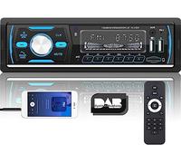 Radio de Coche Dab+ con Bluetooth 1 DIN Reproductor Multimedia Digital Manos Libres FM/Am/RDS Radio Reproductor de MP3 para Coche 4x50W Dos entradas USB/AUX/Tarjeta SD/TF + Control Remoto